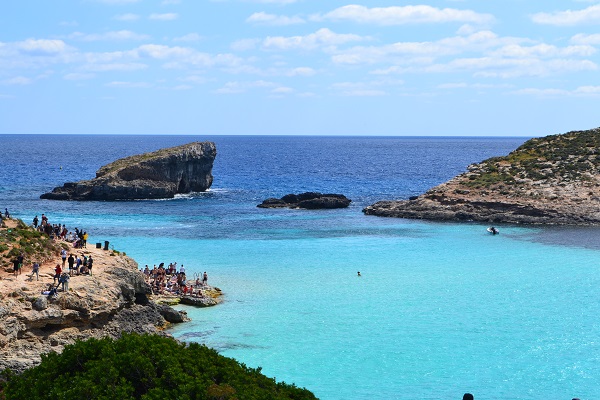 Maltas blue lagoon from the island of Comino