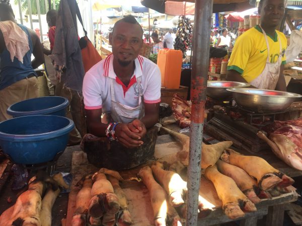 butcher at lomé market Togo